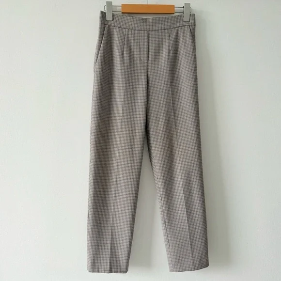 Babaton Conan Check Pants Size 2 Brown Plaid Slim Ankle Trouser Aritzia - Picture 2 of 12